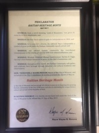 Haïti - Diaspora : La ville de Miramar proclame le mois de mai, mois du patrimoine haïtien