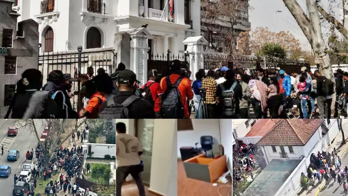 A demonstration by Haitians degenerates into violent incidents at the Haitian Embassy in Chili